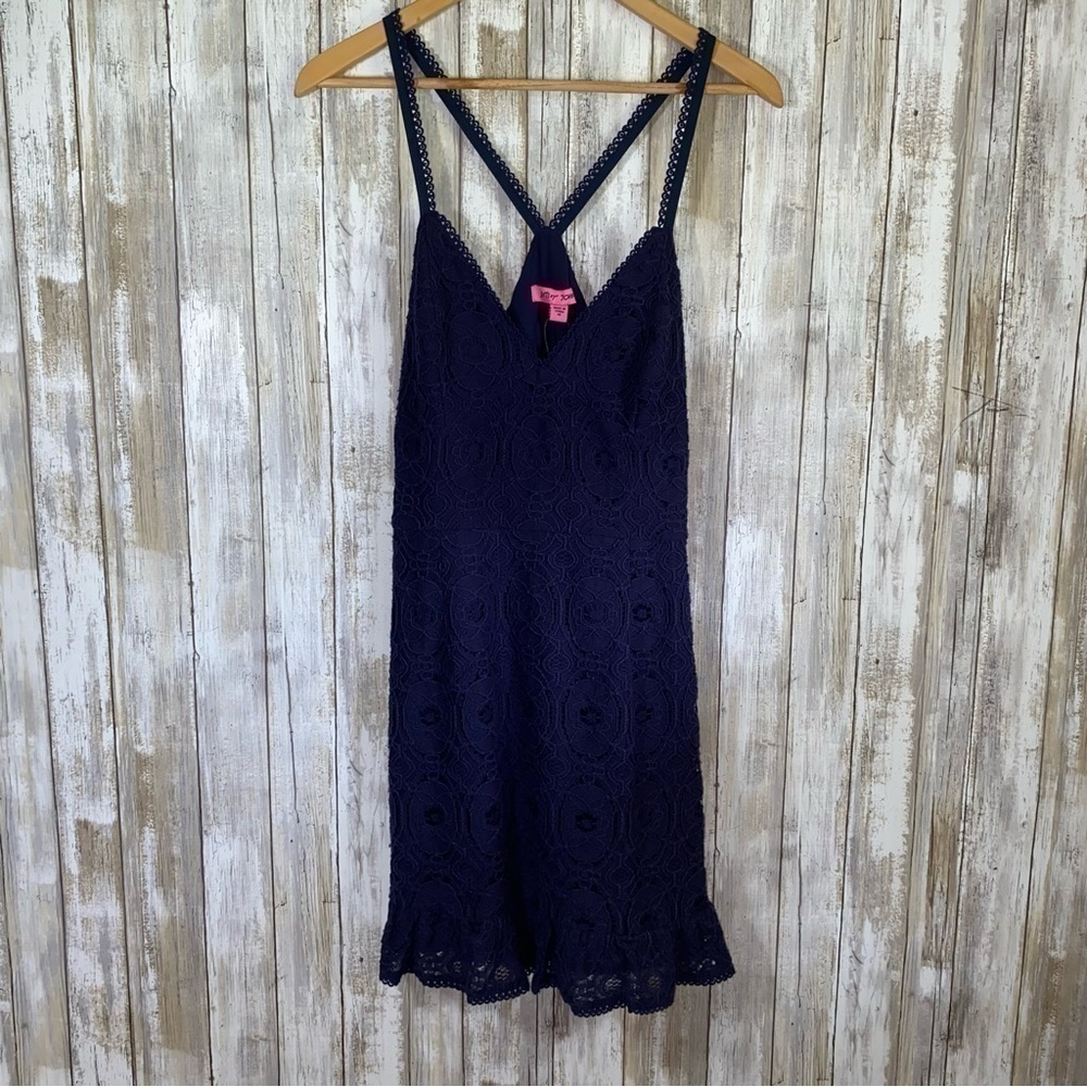 Betsy Johnson Navy Lace Strappy Dress Medium - Picture 2 of 7